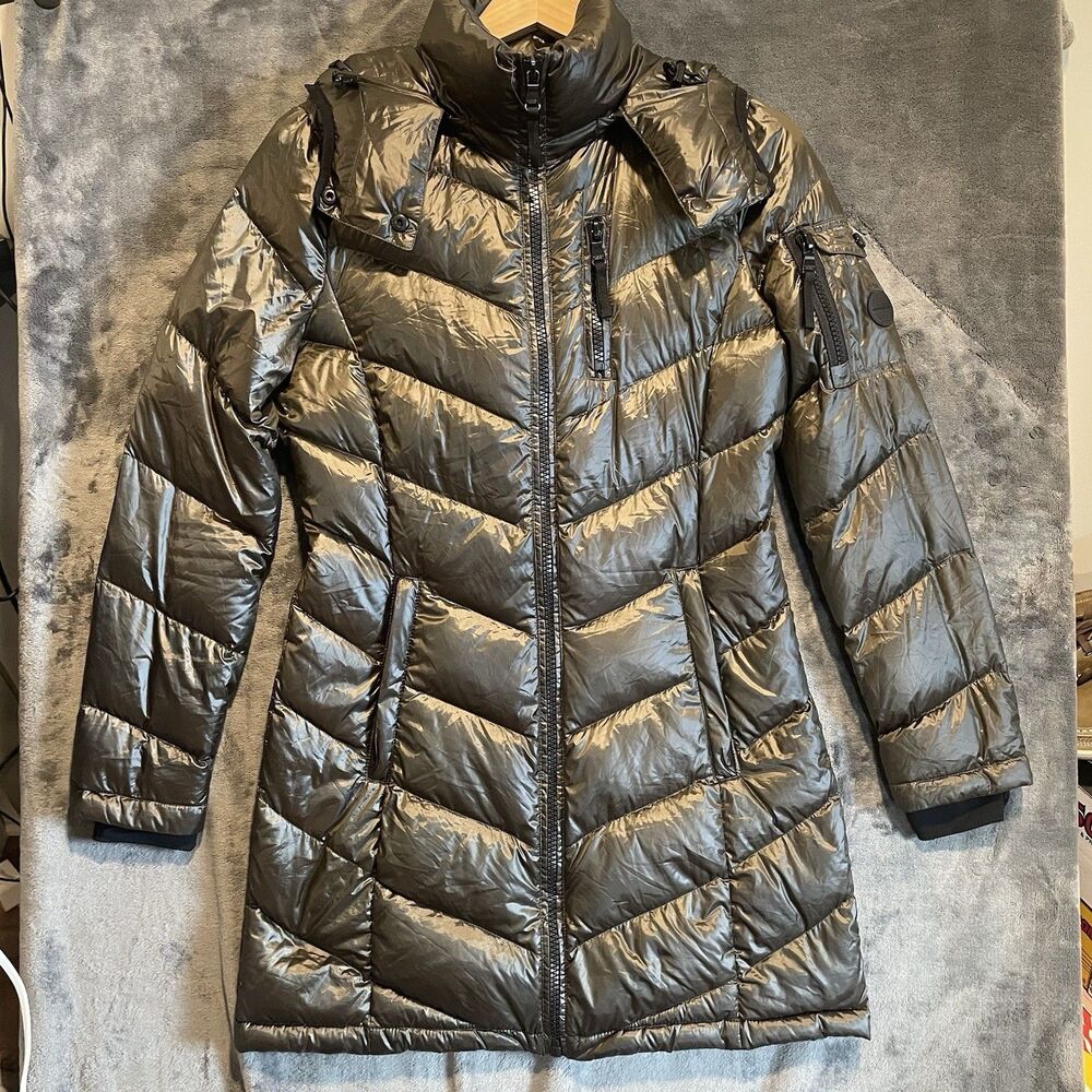 Andrew Marc Packable Lightweight Premium Down Jacket Women XS Metallic Coat